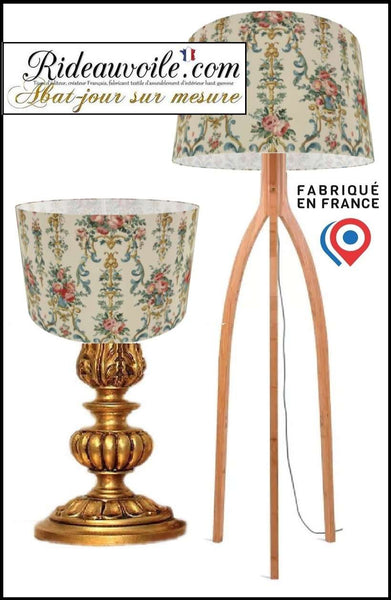 Tissu imprimé floral Baroque rétro vintage Rococo | Création abat-jour sur mesure