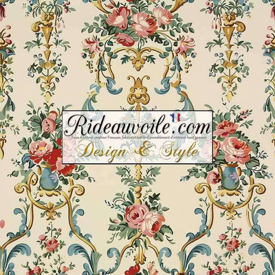 Tissu imprimé floral Baroque rétro vintage Rococo | Création abat-jour sur mesure