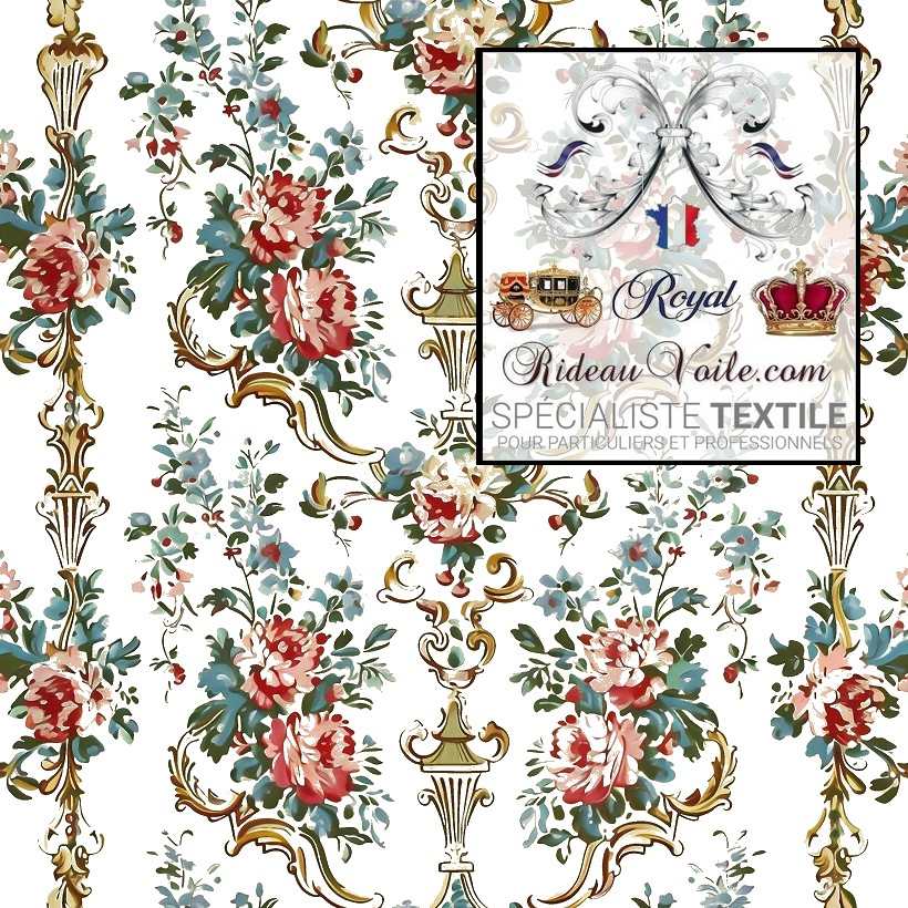 Toile de jouy ameublement intérieur motif imprimé Rococo floral mètre ...