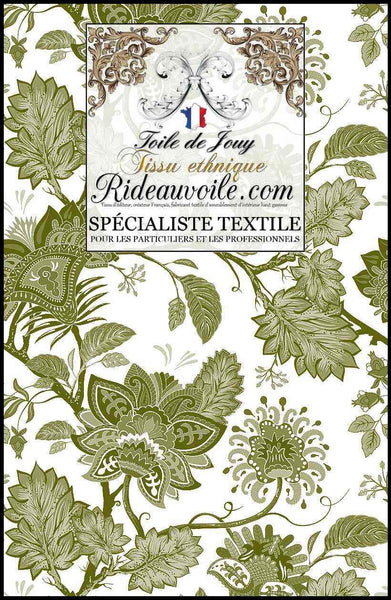 Éditeur textile français professionnel Toile de Jouy JAIPUR Batik Paisley vert mètre