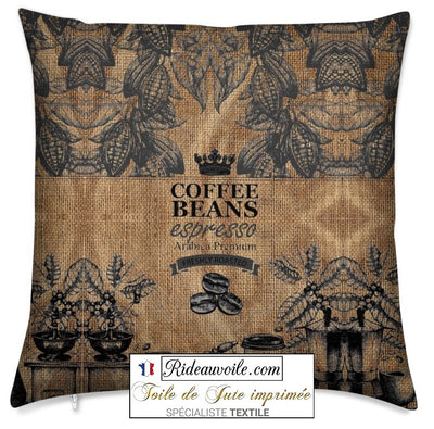abrics burlap sack upholstery Coffe | Imprimé Fond sac de Toile Jute imprimé café