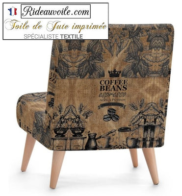abrics burlap sack upholstery Coffe | Imprimé Fond sac de Toile Jute imprimé café