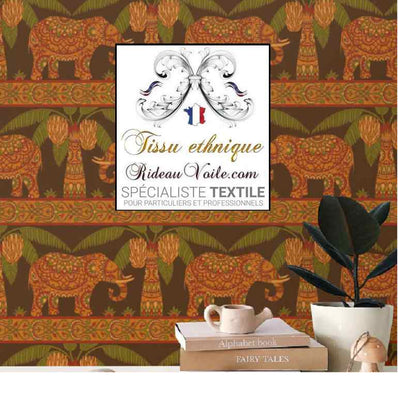 Tissu ameublement motif maharaja Indien Jacquard éléphant mètre rideau