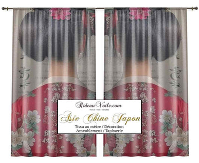 Tissu ameublement ignifuge motif Kimono japonais Geisha occultant mètre cerisier