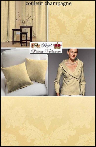 Tissu au mètre jacquard Damasco beige champagne Baroque rideau Damassé