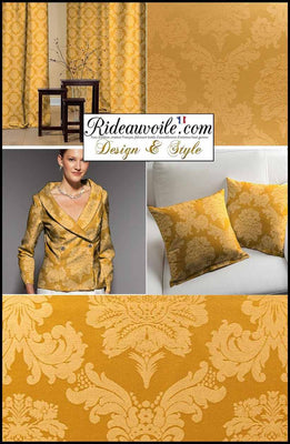 Tissu mètre jacquard ameublement Damasco Baroque rideau Damassé Or
