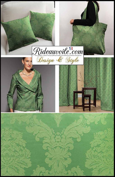 Tissu vert ameublement au mètre jacquard Damasco vert rideau Damassé canapé