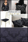 Tissu ameublement mètre jacquard DAMASCO Baroque rideau xtrento bleu navy