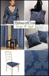 Boutique tissu ameublement mètre jacquard DAMASCO Baroque rideau Bleu roi