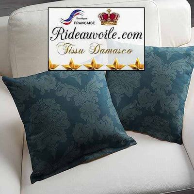 Tissu jacquard DAMASCO d'ameublement bleu jeans tapisserie Baroque rideau sur mesure