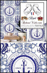 Toile de Jouy tissu haut gamme imprimé style Marin Pêcheur Anchor design Interior