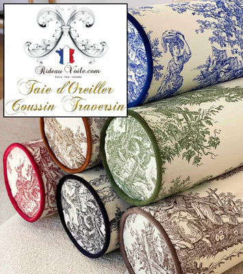 architecte intérieur coussin toile de jouy noir traversin intérieur extérieur luxe designer