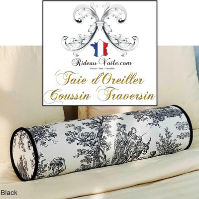 architecte intérieur coussin toile de jouy noir traversin intérieur extérieur luxe designer