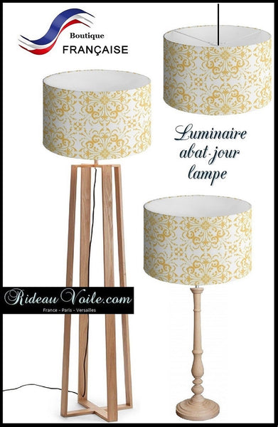 AbatJouriste Art luminaire personnalisé Tissu design tissu motif floral Baroque Jaune