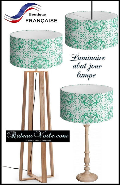 AbatJouriste Art luminaire abat-jour tissu imprimé ornement floral Baroque vert