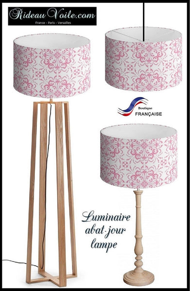 AbatJouriste luminaire fabrication abat-jour tissu décoration motif floral Baroque rose