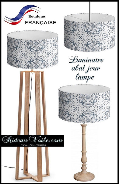 AbatJouriste luminaire sur mesure abat-jour tissu ignifuge motif floral Baroque gris