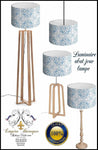 Création Abat-jour rond bleu ornement style Baroque floral feuilles imprimés volutes