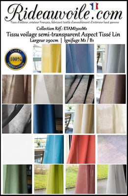 Confection voilage sur mesure mètre Aspect Lin ignifuge Hôtel Restaurant FF&E