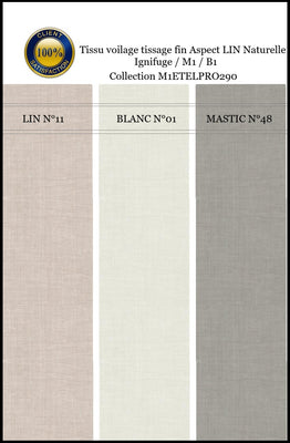 Tissu confection voilage sur mesure mètre Aspect Lin ignifuge Hôtel Restaurant FF&E