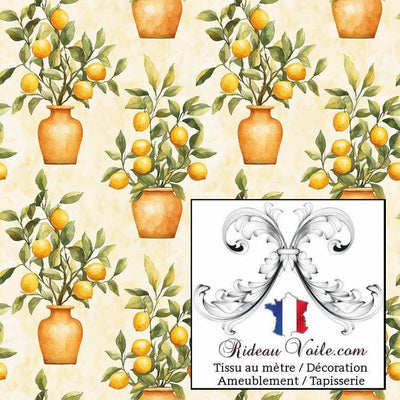 Tissu d'ameublement au mètre motif agrume citron botanique citrus & design Papier peint