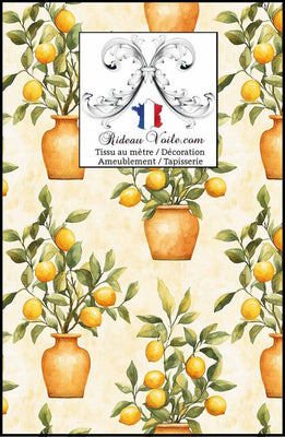 Tissu d'ameublement au mètre motif agrume citron botanique citrus & design Papier peint