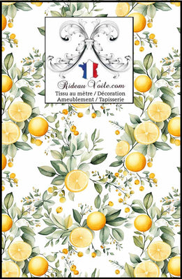 Tissu ameublement au mètre & papier peint motif agrume imprimé fruit citron citrus