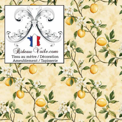 Tissu ameublement au mètre & papier peint motif agrume imprimé fruit citron citrus