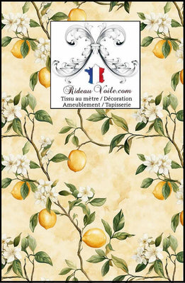 Tissu ameublement au mètre & papier peint motif agrume imprimé fruit citron citrus