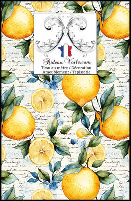 Tissu d'ameublement intérieur au mètre motif agrume citron botanique citrus confection