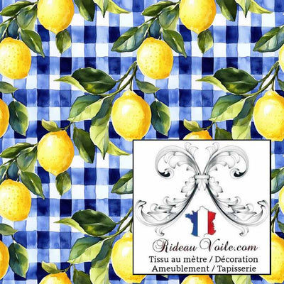 Décoration tapisserie motif agrume citron botanique citrus tissu ameublement mètre