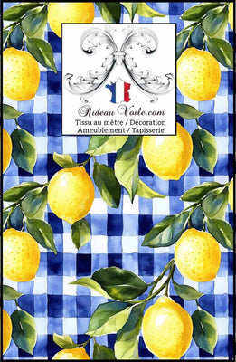 Décoration tapisserie motif agrume citron botanique citrus tissu ameublement mètre