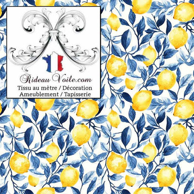 Tissu occultant ignifuge d'ameublement intérieur mètre motif citron citrus & Papier peint