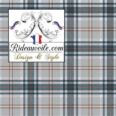 Tissu motif à carreaux Tartan gris effet Laine au mètre rideau confection Ignifuge