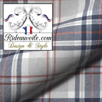 Tissu motif à carreaux Tartan gris effet Laine au mètre rideau confection Ignifuge