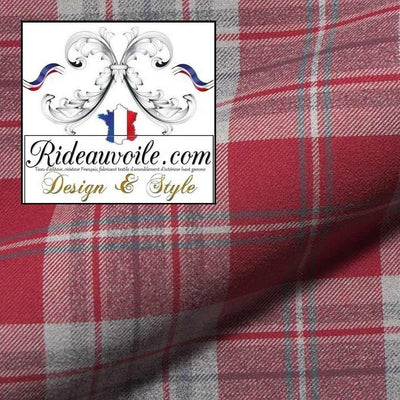 Tissu ameublement à motif à carreaux rouge Tartan effet Laine au mètre Ignifuge