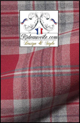 Tissu ameublement à motif à carreaux rouge Tartan effet Laine au mètre Ignifuge