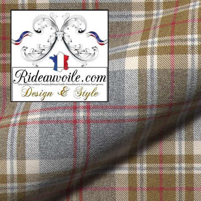Tissu ameublement motif à carreaux gris vert Tartan design Laine mètre Ignifuge