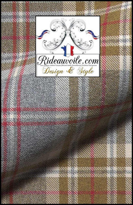 Tissu ameublement motif à carreaux gris vert Tartan design Laine mètre Ignifuge
