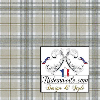 Tissu ameublement intérieur motif à carreaux Tartan beige effet Laine mètre Ignifuge