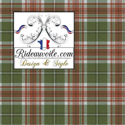 Tissu ameublement intérieur motif à carreaux Tartan vert effet Laine mètre Ignifuge