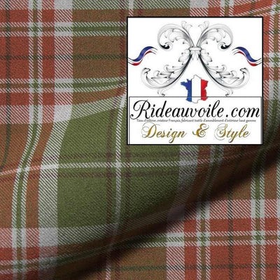 Tissu ameublement intérieur motif à carreaux Tartan vert effet Laine mètre Ignifuge