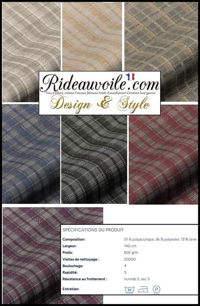 Tissu velours carreaux Tartan effet Laine ameublement mètre rideau tapisserie canapé