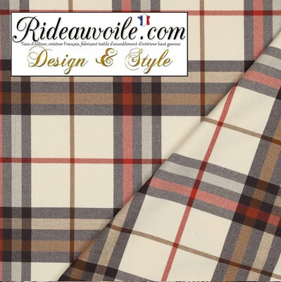 Tissu carreaux Tartan beige orange architecte rénovation travaux confection rideau intérieur