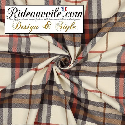 Tissu carreaux Tartan beige orange architecte rénovation travaux confection rideau intérieur