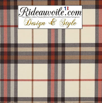 Tissu carreaux Tartan beige orange architecte rénovation travaux confection rideau intérieur