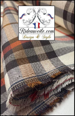Tissu carreaux Tartan beige orange architecte rénovation travaux confection rideau intérieur