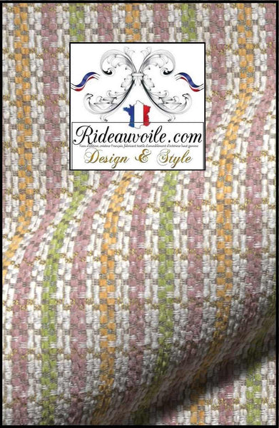 Tissu rayures lignes effet Laine velours chenille ignifuge 🔥 ameublement mètre