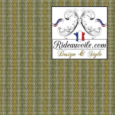 Tissu d'ameublement intérieur à rayures lignes vert velours chenille style campagne