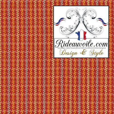 Tissu d'ameublement intérieur à rayures lignes velours rouge chenille style campagne